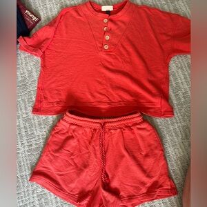 Target universal thread coral (red/orange) knit set!